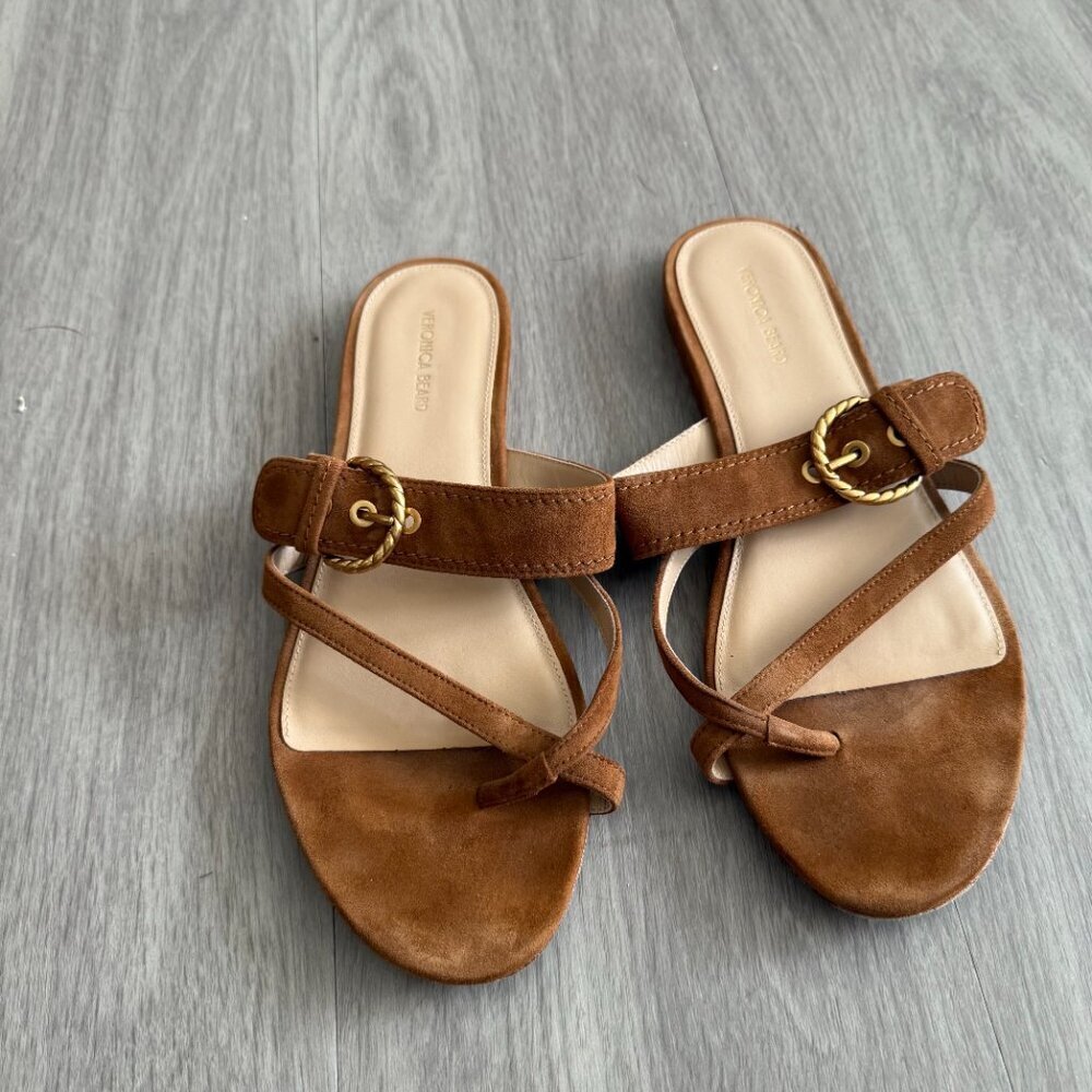 Veronica Beard Salva 3 Sandals 10M Color Tan Brown - Picture 4 of 6